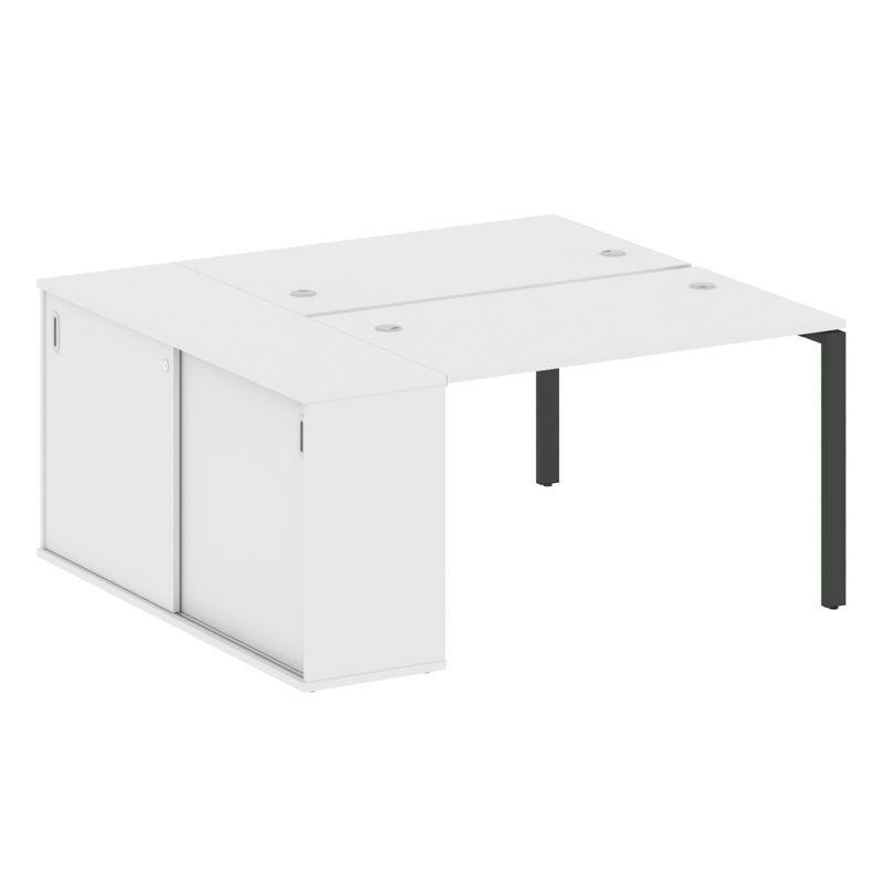 Metal System Рабочая станция с шкафом-купе на П-образном м/к БП.РС-СШК-1.2 Т Белый/Металл Антрацит 1