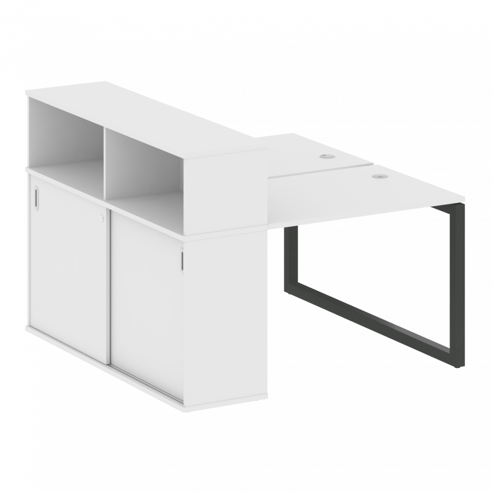 Metal System Quattro Рабочая станция с шкафом-купе на О-образном м/к 50БО.РС-СШК-2.1 Т Белый/Металл