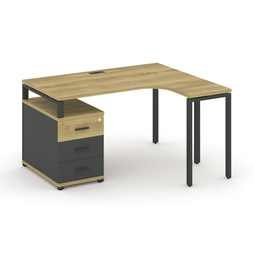 Concept Стол эргономичный с опорной тумбой CN.SA-301(R) A Дуб Винченцо/Антрацит/Металл Антрацит 1380