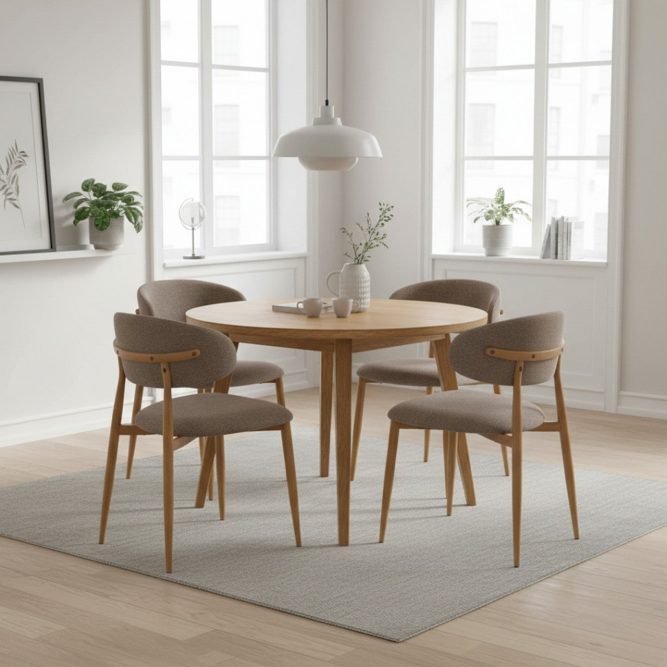 Стул обеденный Belsay/Белси велюр/металл, светло-коричневый/натуральный, 46х53х79см