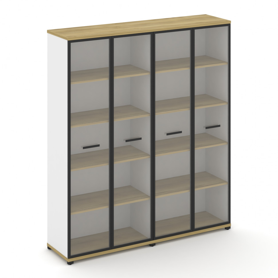 Concept Шкаф 2 широкие секции, 5 ниш CN.STS-528 RPB B Дуб Винченцо/Белый Бриллиант/Металл Черный/Про