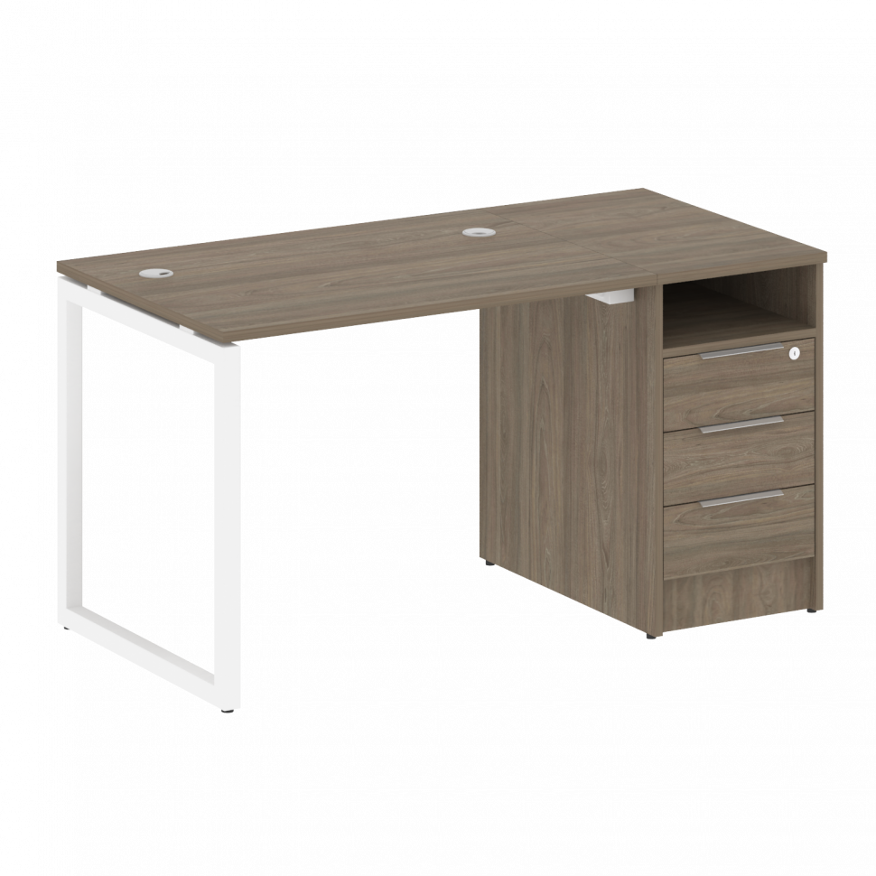 Metal System Quattro Рабочая станция с тумбой на О-образном м/к 40БО.РС-СТП-1.1 Вяз Благородный/Мета