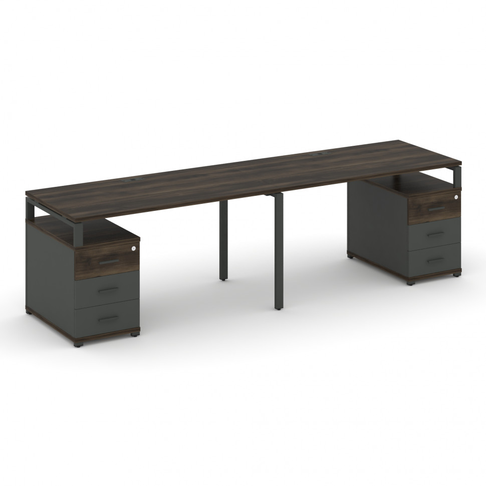 Concept Рабочая станция 2 места с 2 опорными тумбами CN.ORS-320 A Дуб Мали/Антрацит/Металл Антрацит