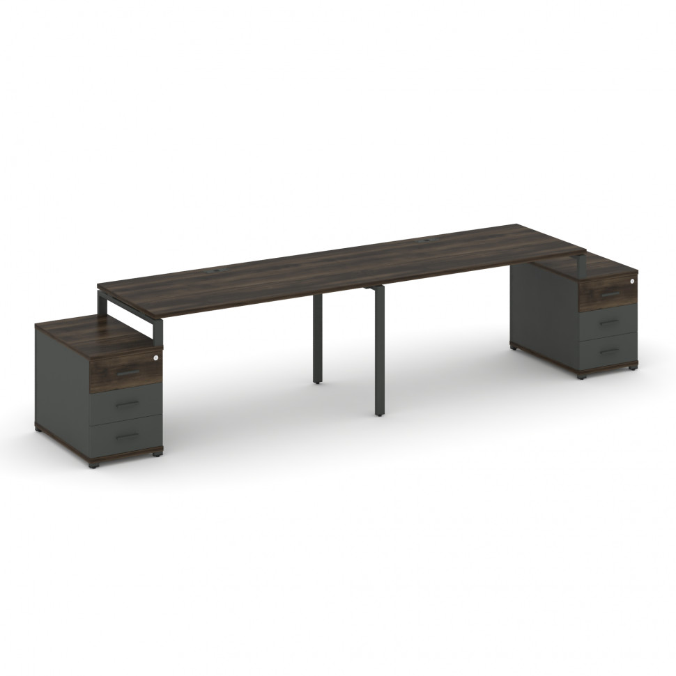 Concept Рабочая станция 2 места с 2 опорными тумбами CN.ORS-320 A Дуб Мали/Антрацит/Металл Антрацит