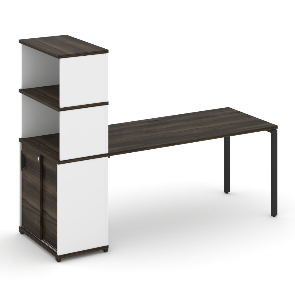 Concept Стол рабочий с опорным шкафом-купе с надставкой выс. CN.SP-244 B Дуб Мали/Белый Бриллиант/Ме