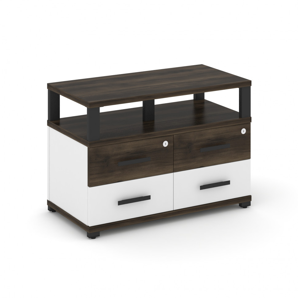 Concept Тумба приставная широкая 4 ящ. с надставкой широкой CN.TSP-003 B Дуб Мали/Белый Бриллиант/Ме