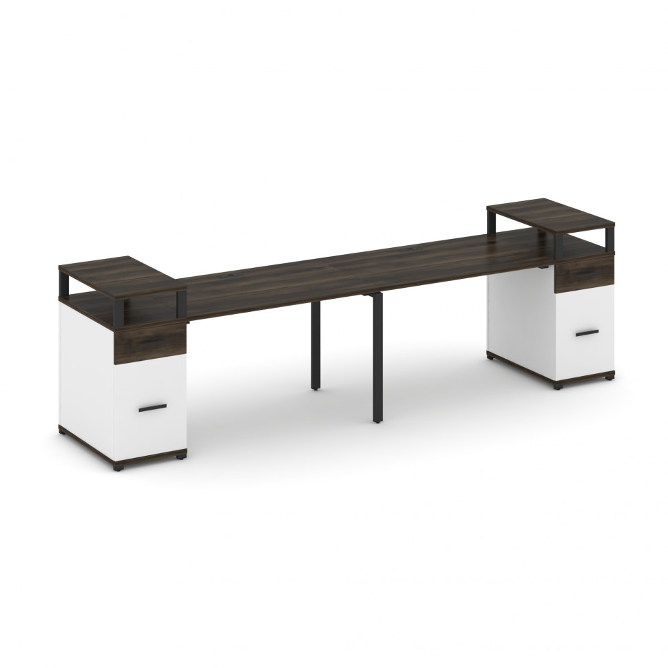 Concept Рабочая станция 2 места с 2 опорными тумбами CN.ORS-430 B Дуб Мали/Белый Бриллиант/Металл Че Concept Рабочая станция 2 места с 2 опорными тумбами CN.ORS-430 B Дуб Мали/Белый Бриллиант/Металл Че