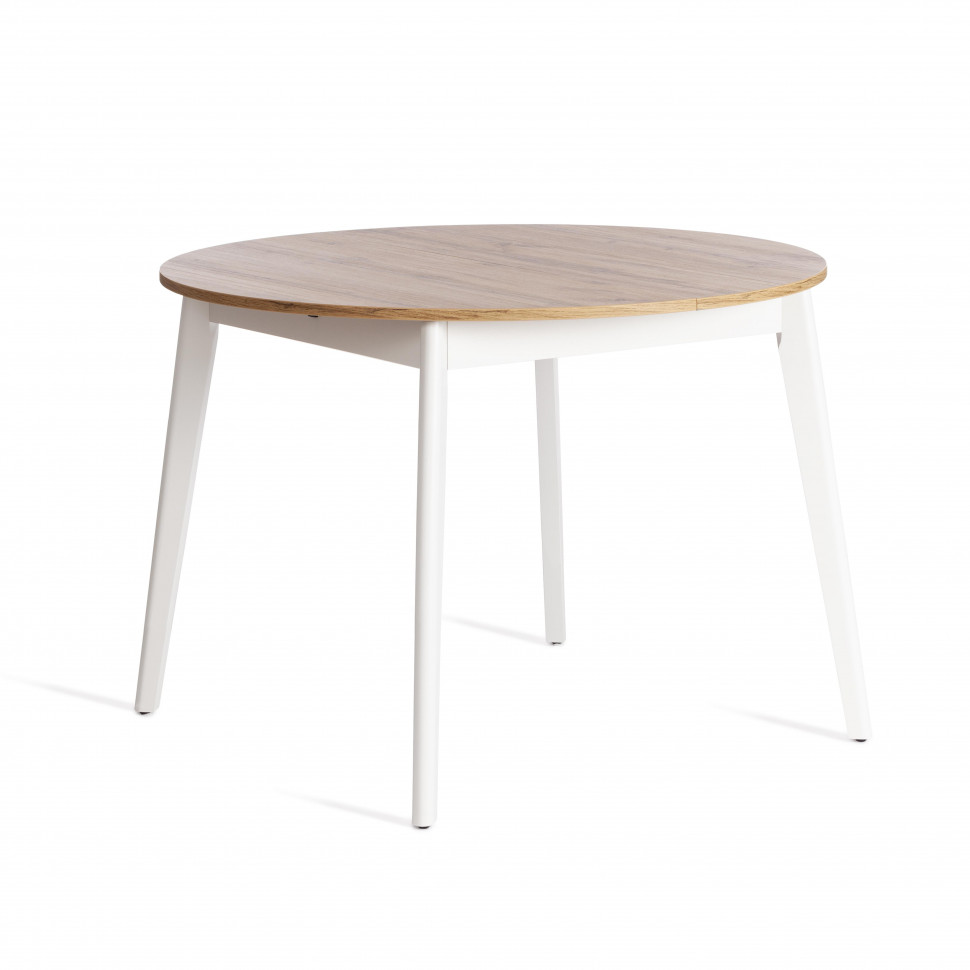 Стол обеденный SVELTO ЛДСП, опора-массив березы, 105 х 105 (140) х 74.5 см, Дуб Вотан/белый