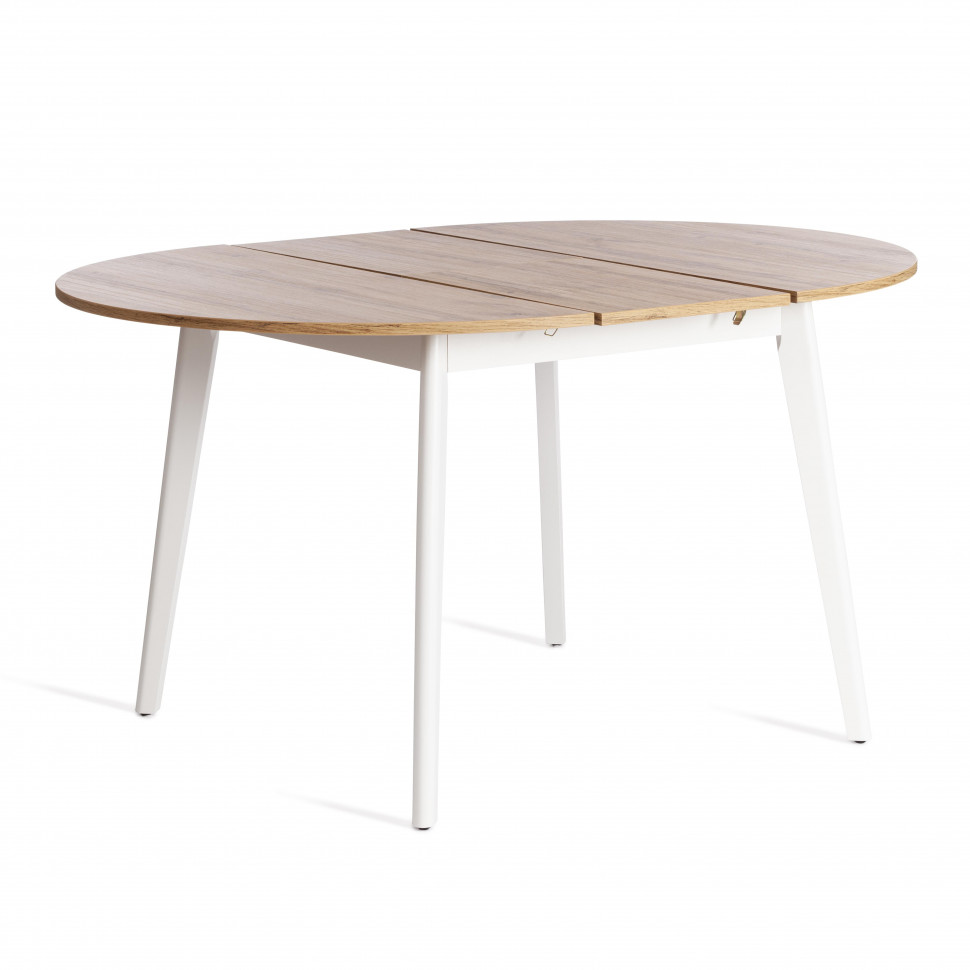 Стол обеденный SVELTO ЛДСП, опора-массив березы, 105 х 105 (140) х 74.5 см, Дуб Вотан/белый