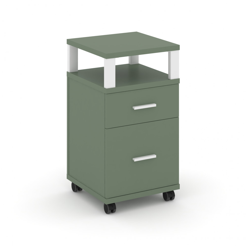 Concept Тумба мобильная 1 ящ.+1 распаш. фасад с надставкой CN.TUM-010 W Кобо/Металл Белый 420*420*78