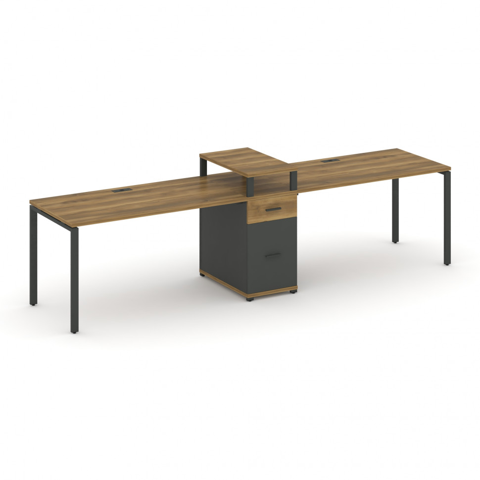 Concept Рабочая станция 2 места с 1 опорной тумбой CN.ORS-421 A Сандал Янтарный/Антрацит/Металл Антр