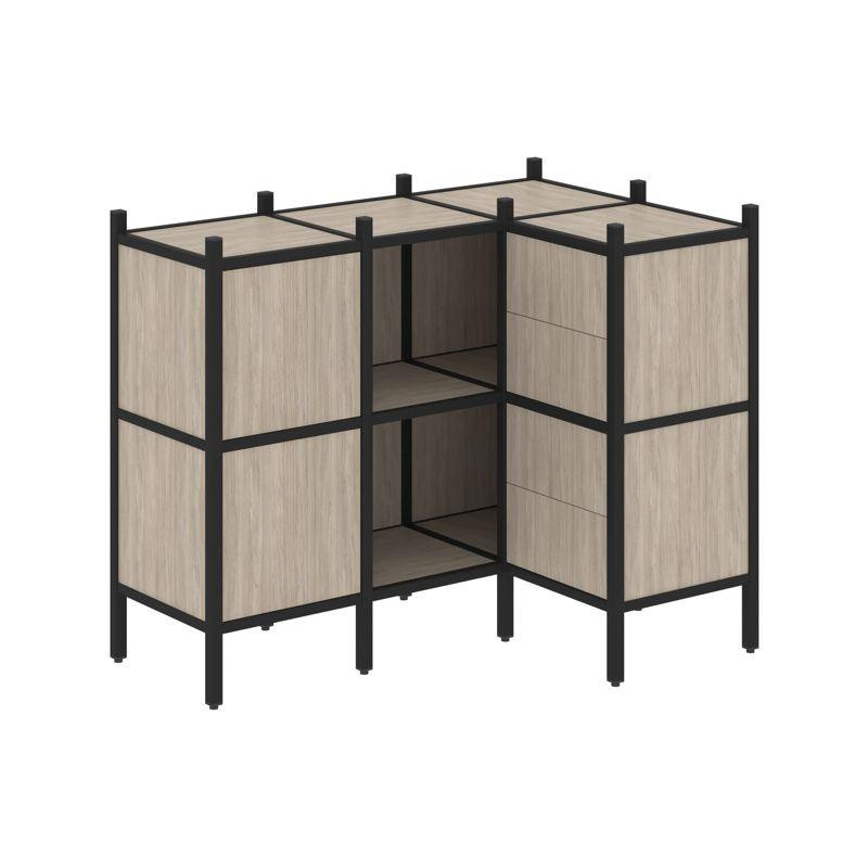 Loft Угловой внутренний стеллаж VR.L-28 Дуб Аттик/Металл Черный 1278*862*1047