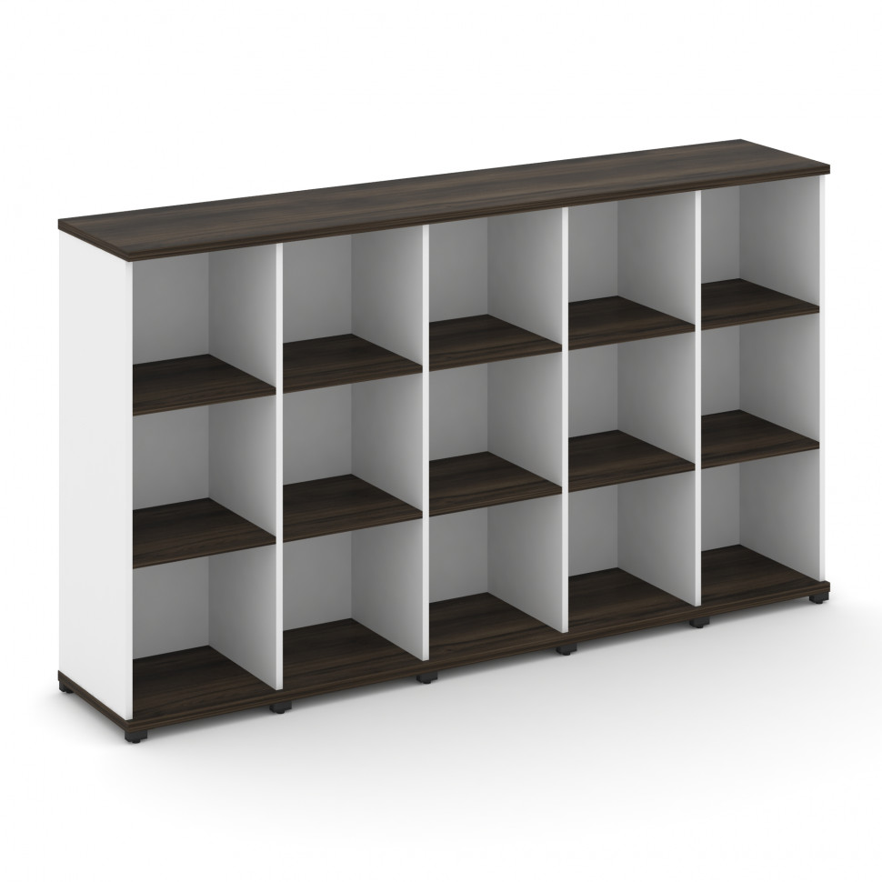 Concept Стеллаж 5 узких секций, 3 ниши CN.STU-350 Дуб Мали/Белый Бриллиант/Металл Черный 2084*420*11