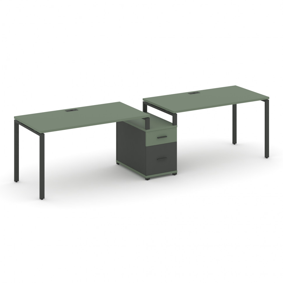 Concept Рабочая станция 2 места с 1 опорной тумбой CN.ORS-307 A Кобо/Антрацит/Металл Антрацит 2872*7 Concept Рабочая станция 2 места с 1 опорной тумбой CN.ORS-307 A Кобо/Антрацит/Металл Антрацит 2872*7