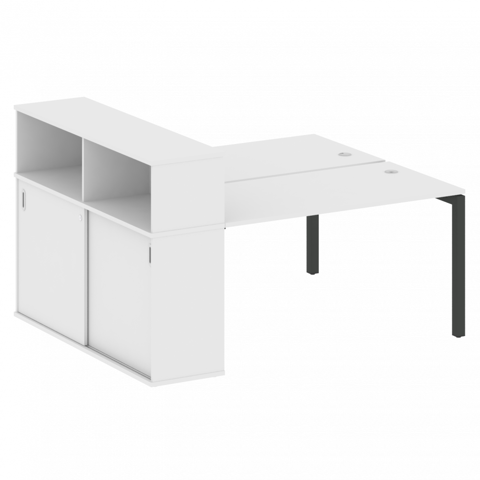 Metal System Quattro Рабочая станция с шкафом-купе на П-образном м/к 50БП.РС-СШК-2.3 Т Белый/Металл Metal System Quattro Рабочая станция с шкафом-купе на П-образном м/к 50БП.РС-СШК-2.3 Т Белый/Металл