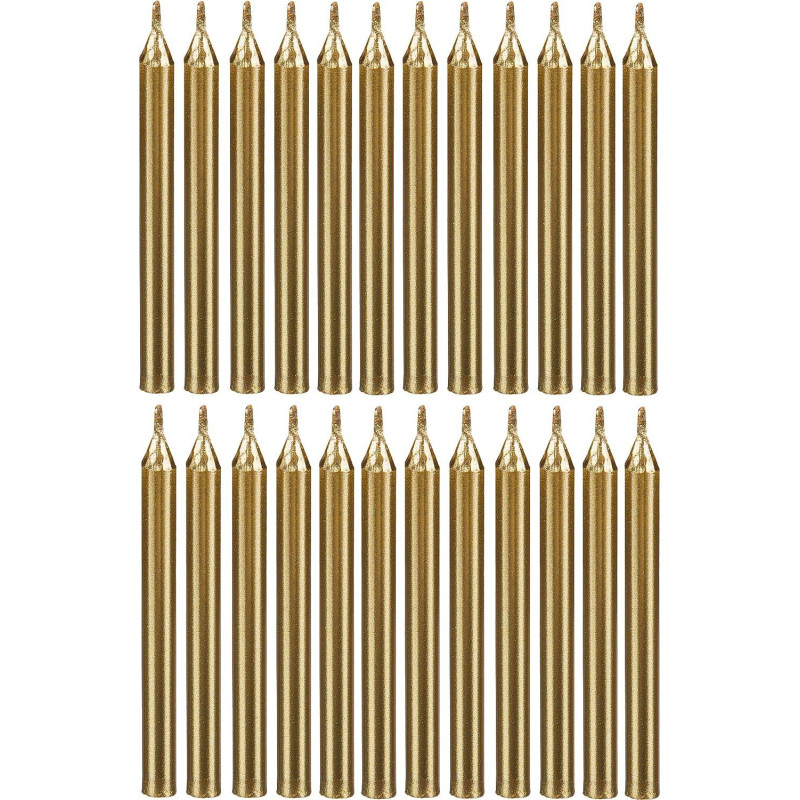 Набор свечей Золотых с блестками 24(12+12)шт/уп с держателя 6см арт.6050528