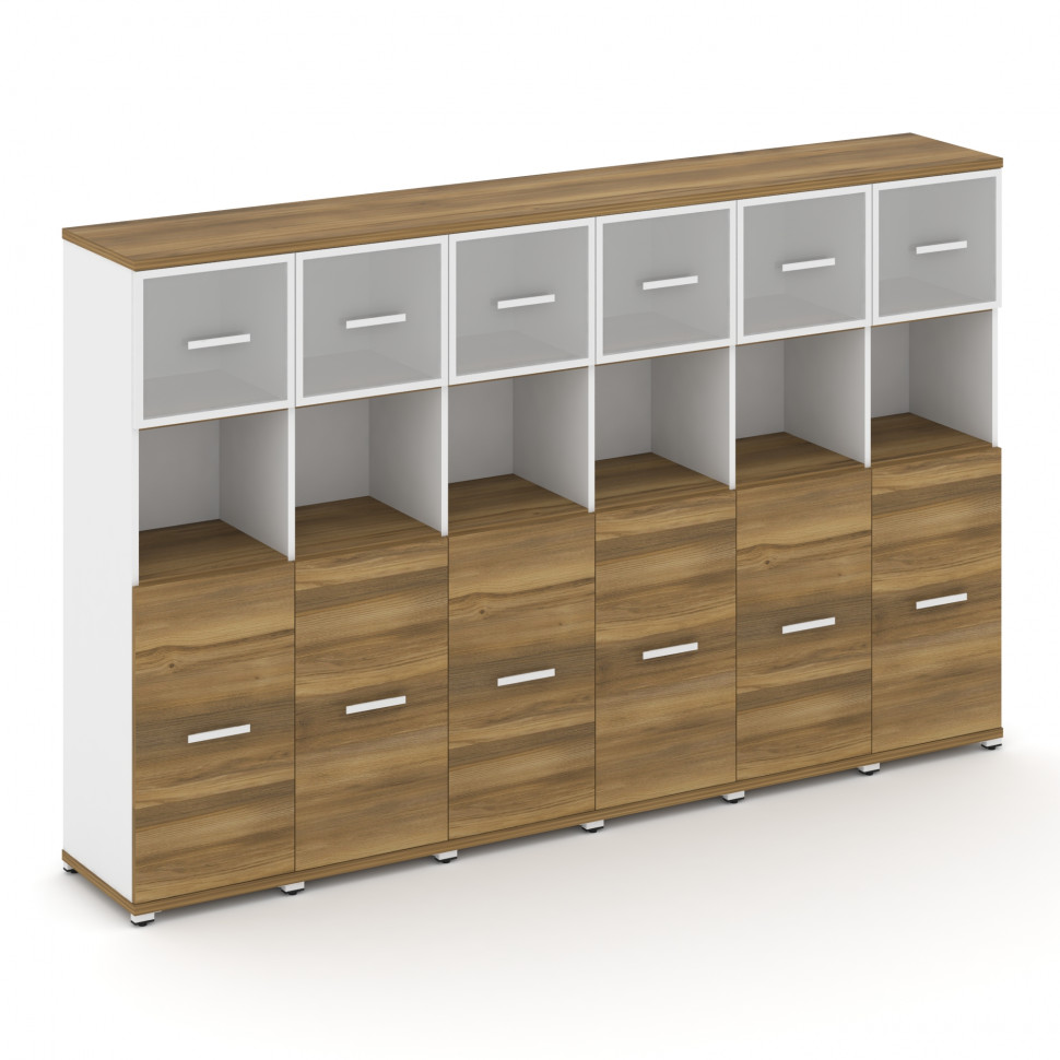 Concept Шкаф 6 узких секций, 4 ниши CN.STU-465 RMW W Сандал Янтарный/Белый Бриллиант/Металл Белый/Са