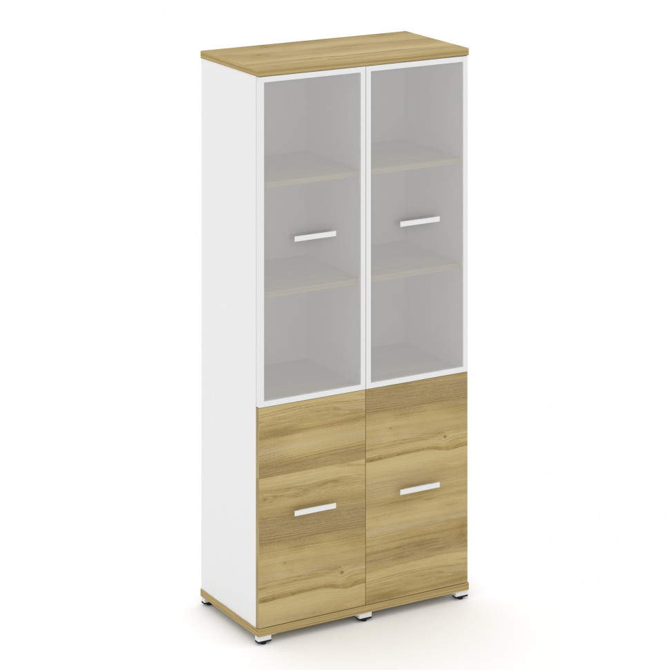 Concept Шкаф 2 узкие секции, 5 ниш CN.STU-522 RMW W Дуб Винченцо/Белый Бриллиант/Металл Белый/Сатин