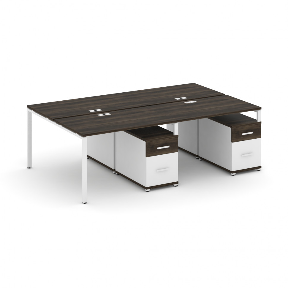 Concept Рабочая станция 4 места с 2 двухсторонними опорными тумбами CN.DRS-322 W Дуб Мали/Белый Брил