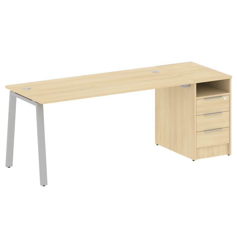 Metal System Рабочая станция с тумбой на А-образном м/к БА.РС-СТП-1.4 Акация Лорка/Металл Серый 2012