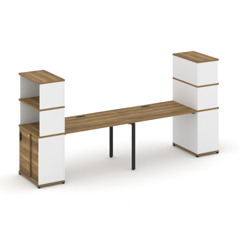 Concept Рабочая станция с опорными шкафом-купе с надставкой выс. CN.ORS-242 B Сандал Янтарный/Белый