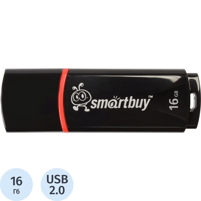 Флеш-память Smartbuy Crown, 16Gb, USB 2.0, чер, SB16GBCRW-K
