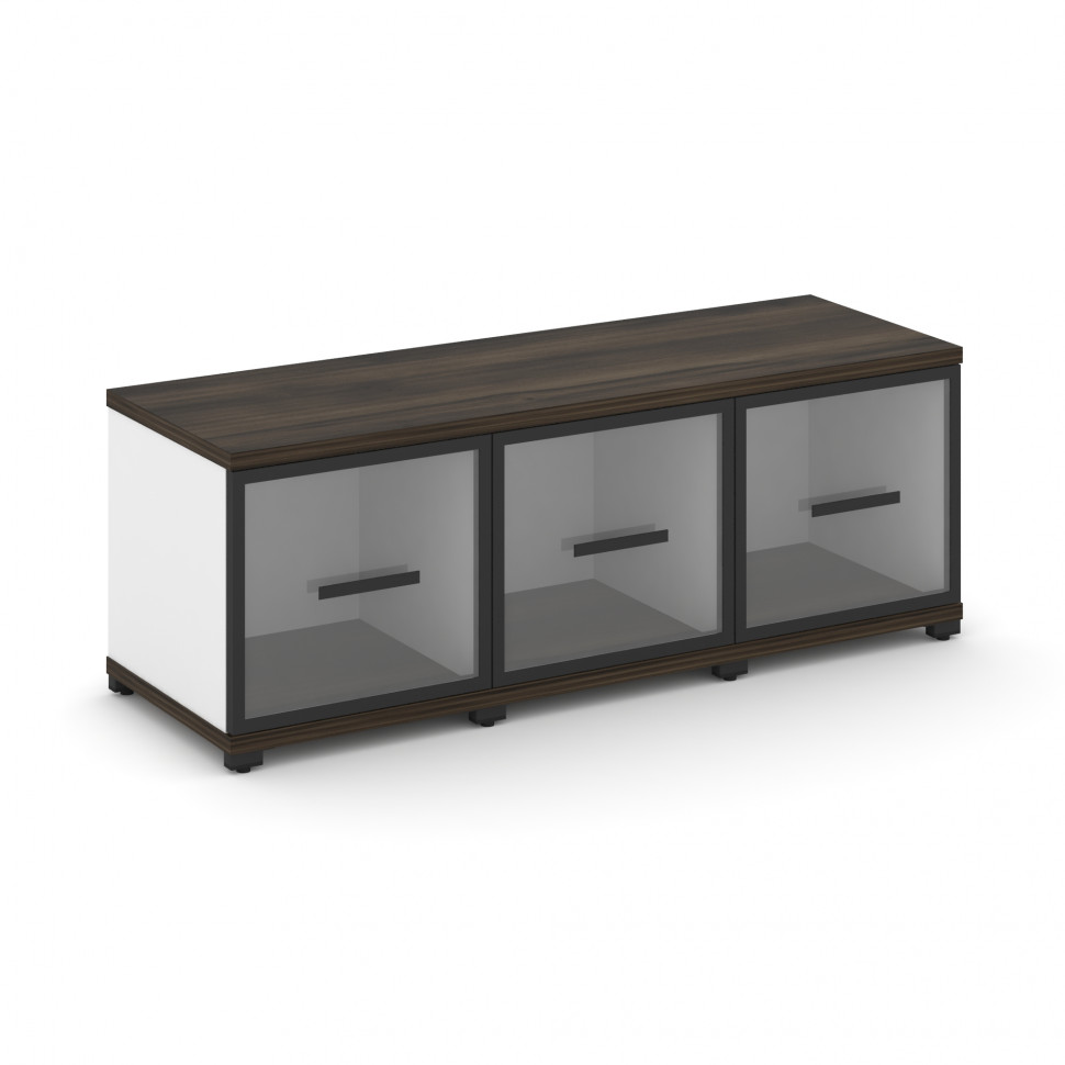 Concept Шкаф 3 узкие секции, 1 ниша CN.STU-133 RPB B Дуб Мали/Белый Бриллиант/Металл Черный/Прозрачн