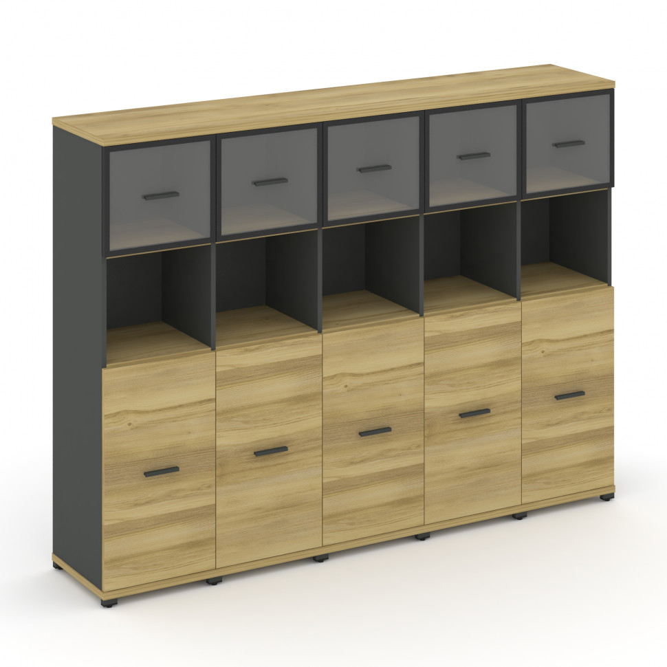 Concept Шкаф 5 узких секций, 4 ниши CN.STU-455 RPB A Дуб Винченцо/Антрацит/Металл Антрацит/Прозрачны