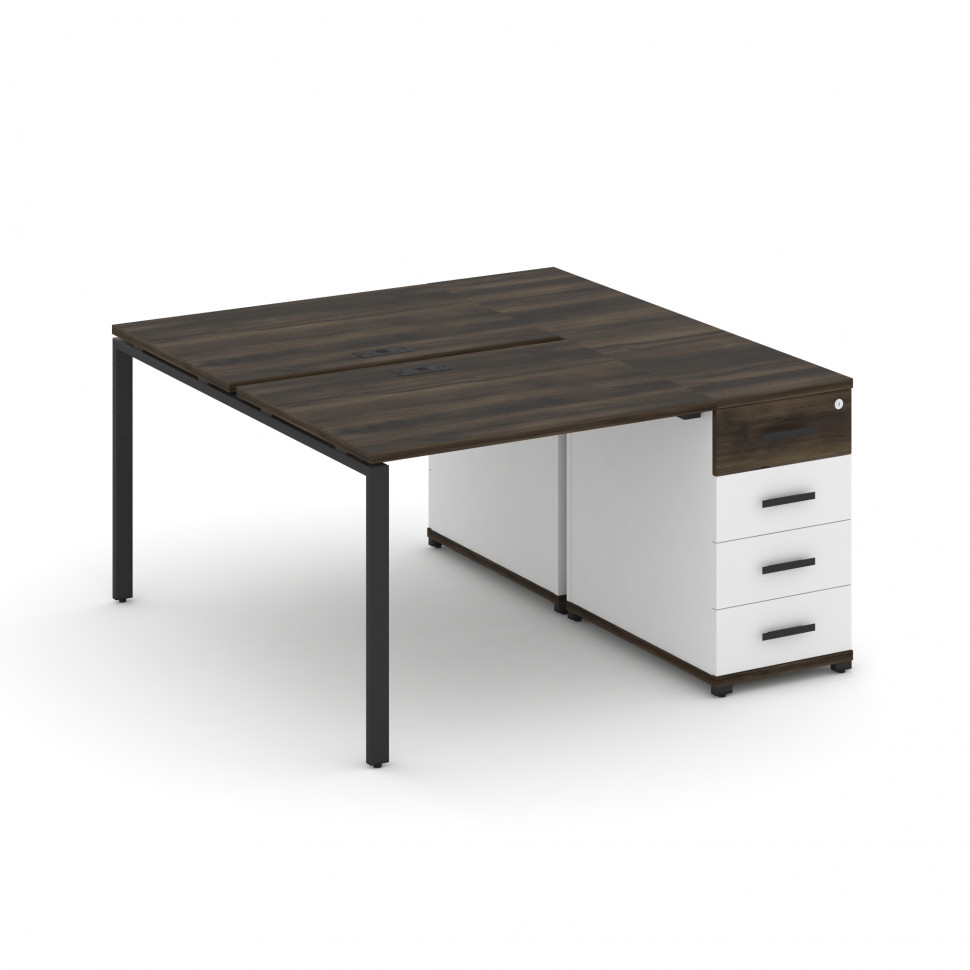 Concept Рабочая станция с 1 опорной тумбой CN.DRS-401 B Дуб Мали/Белый Бриллиант/Металл Черный 1400*