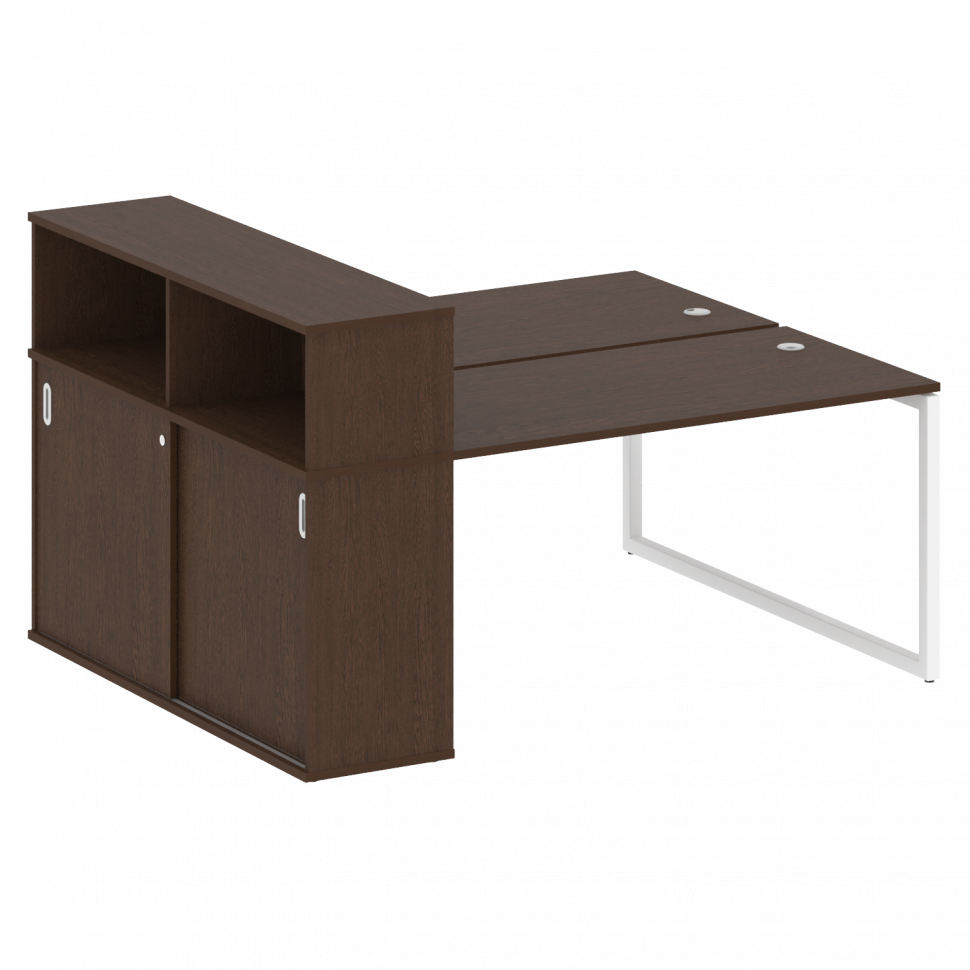 Metal System Quattro Рабочая станция с шкафом-купе на О-образном м/к 40БО.РС-СШК-2.3 Т Венге Цаво/Ме