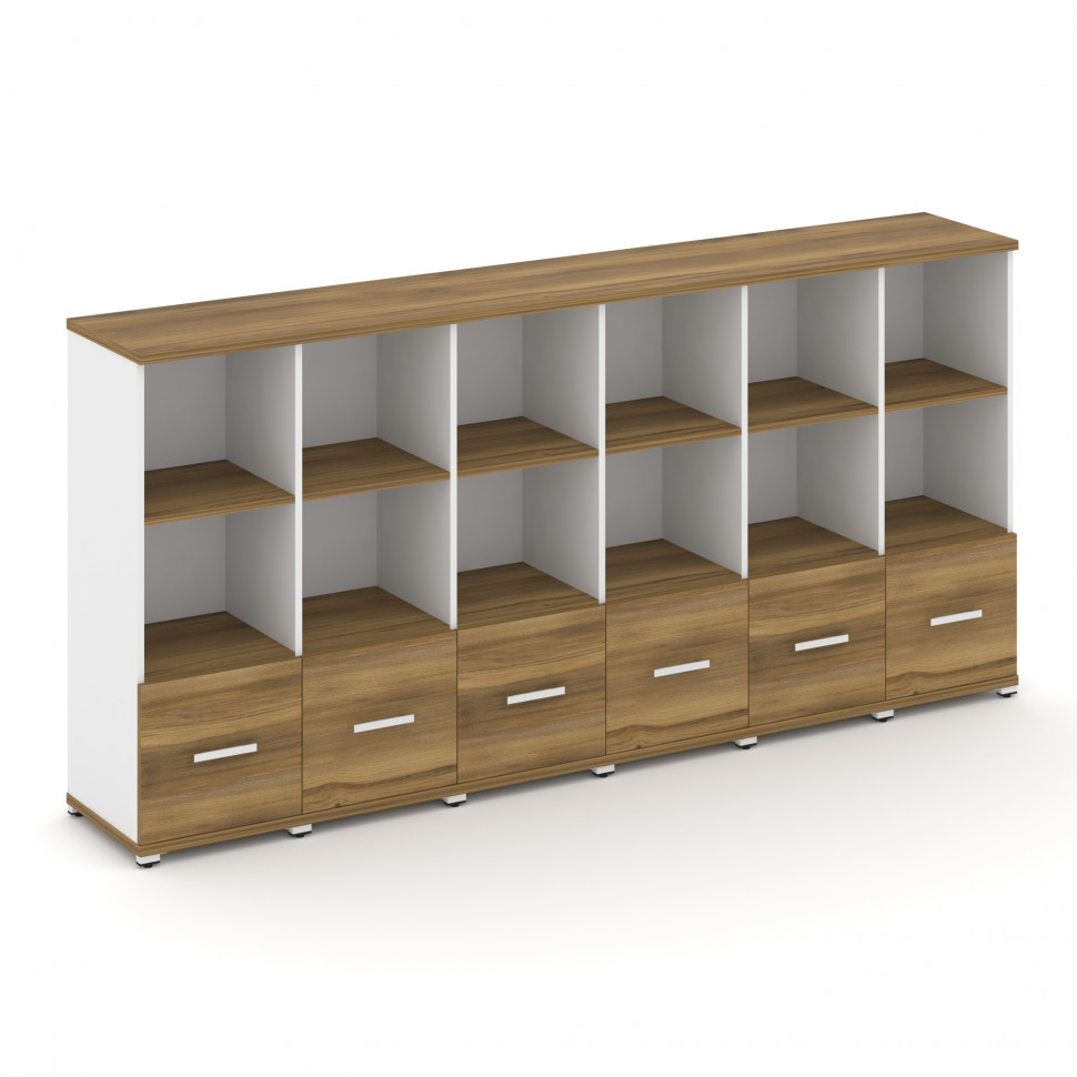 Concept Шкаф 6 узких секций, 3 ниши CN.STU-361 W Сандал Янтарный/Белый Бриллиант/Металл Белый 2500*4