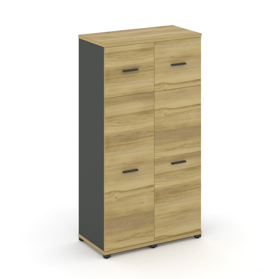 Concept Шкаф 2 узкие секции, 4 ниши CN.STU-424 A Дуб Винченцо/Антрацит/Металл Антрацит 836*420*1554