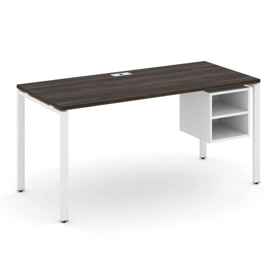 Concept Стол рабочий с подвесной тумбой с 2 открытыми нишами CN.SP-108 Дуб Мали/Белый Бриллиант/Мета