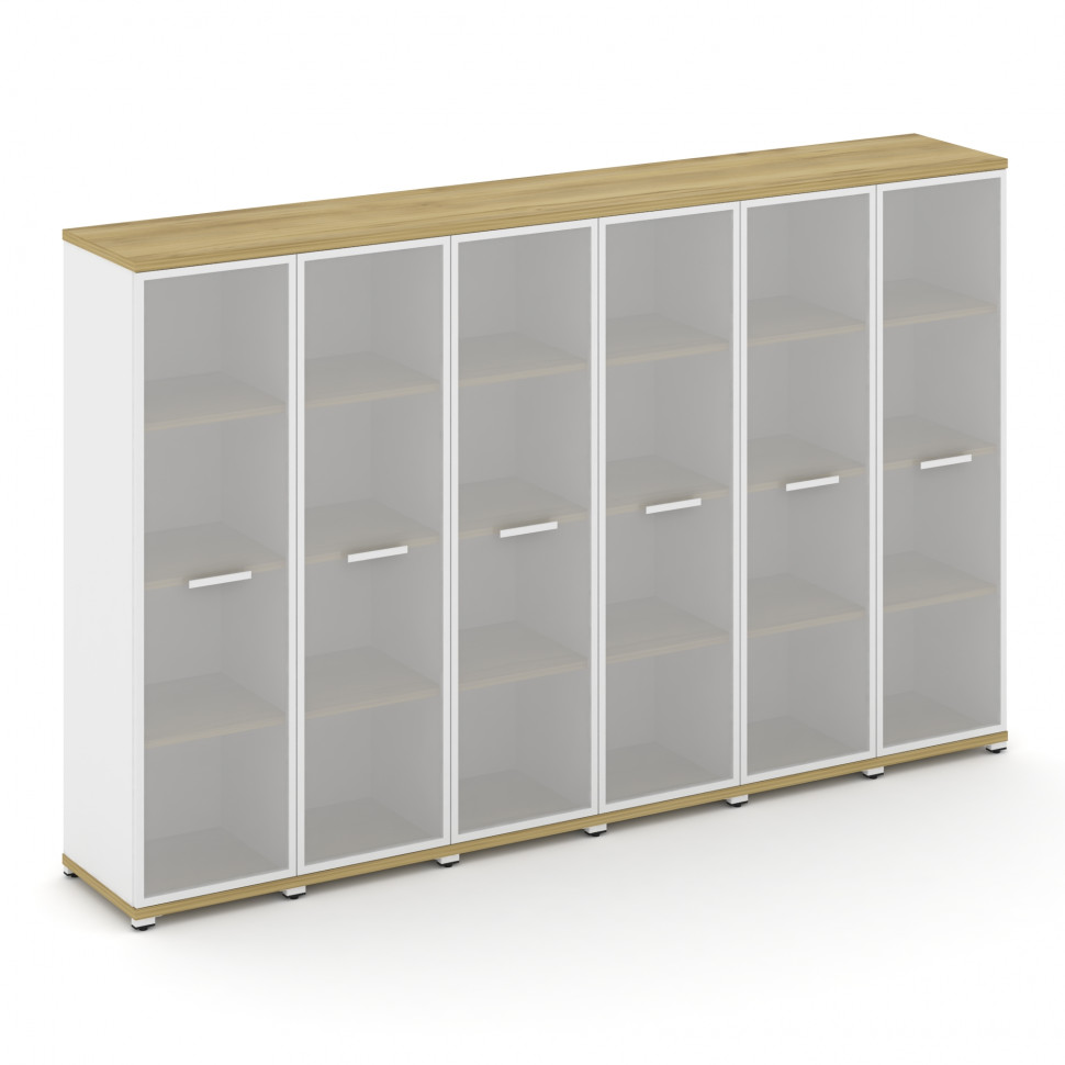 Concept Шкаф 6 узких секций, 4 ниши CN.STU-466 RMW W Дуб Винченцо/Белый Бриллиант/Металл Белый/Сатин