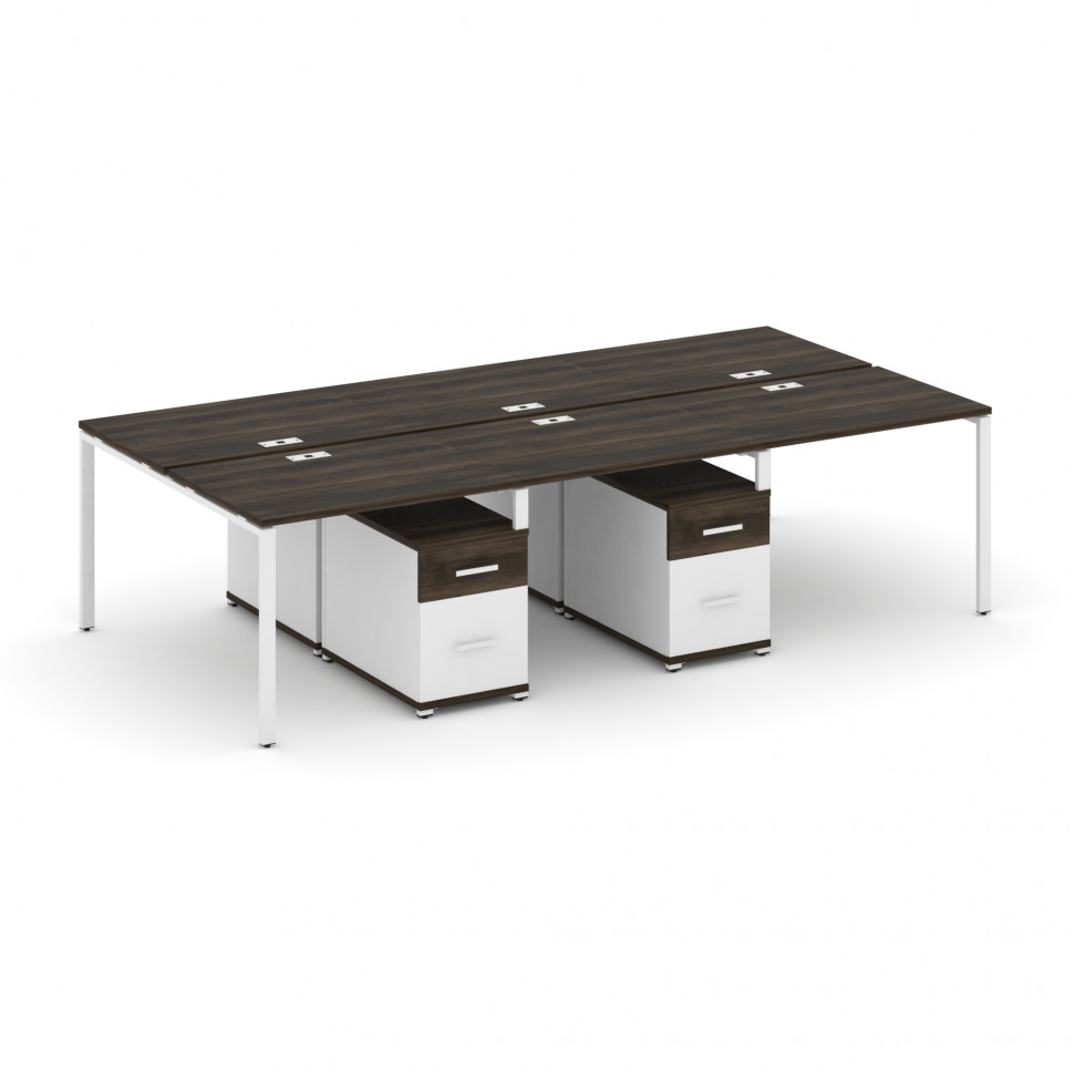 Concept Рабочая станция 6 мест с 2 двухсторонними опорными тумбами CN.DRS-345 W Дуб Мали/Белый Брилл