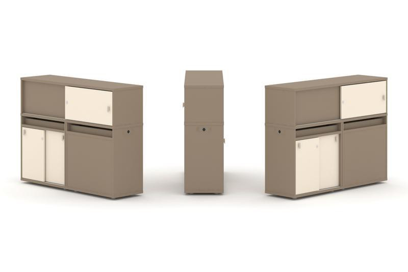 Estetica Набор №21. Тумба двойная+низкая надставка ES.NB.2N-21 Латте/Сатин 1500*410*1135