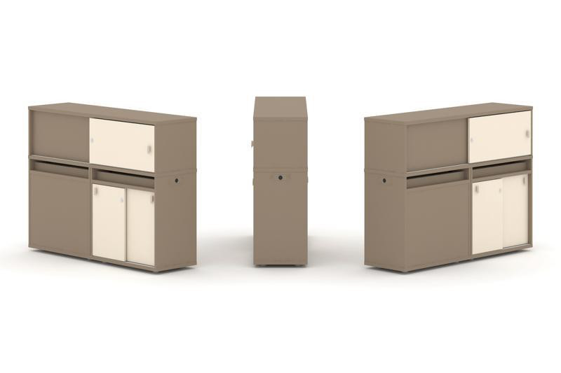 Estetica Набор №21. Тумба двойная+низкая надставка ES.NB.2N-21 Латте/Сатин 1500*410*1135