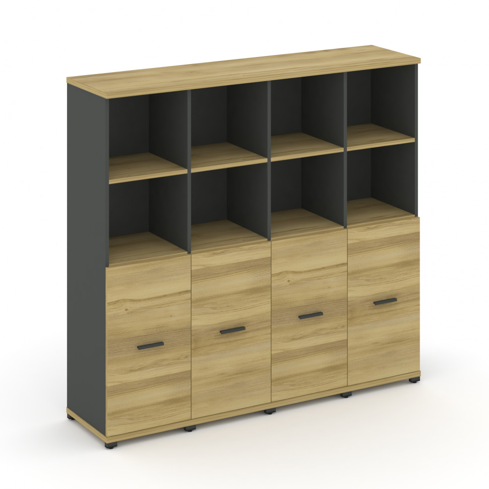 Concept Шкаф 4 узкие секции, 4 ниши CN.STU-441 A Дуб Винченцо/Антрацит/Металл Антрацит 1668*420*1554