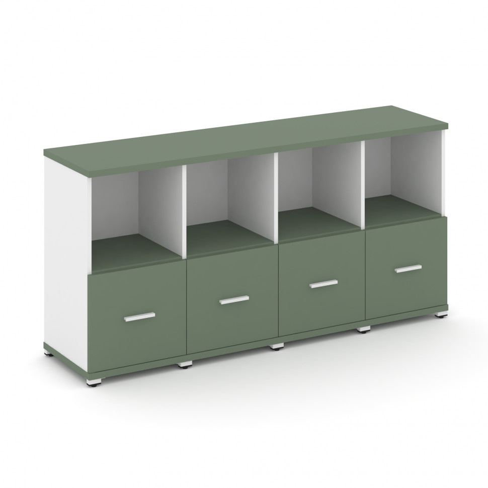 Concept Шкаф 4 узкие секции, 2 ниши CN.STU-241 W Кобо/Белый Бриллиант/Металл Белый 1668*420*818