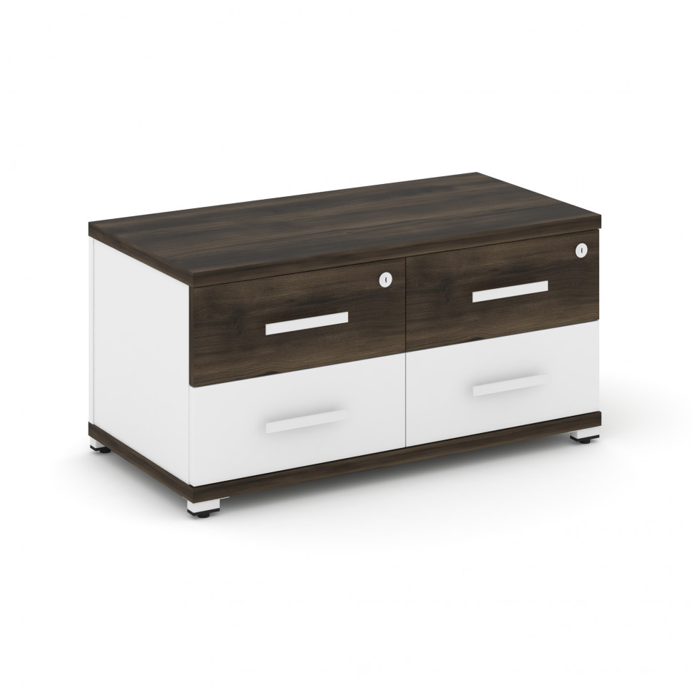 Concept Тумба приставная широкая 4 ящ. CN.TSP-001 W Дуб Мали/Белый Бриллиант/Металл Белый 836*420*41