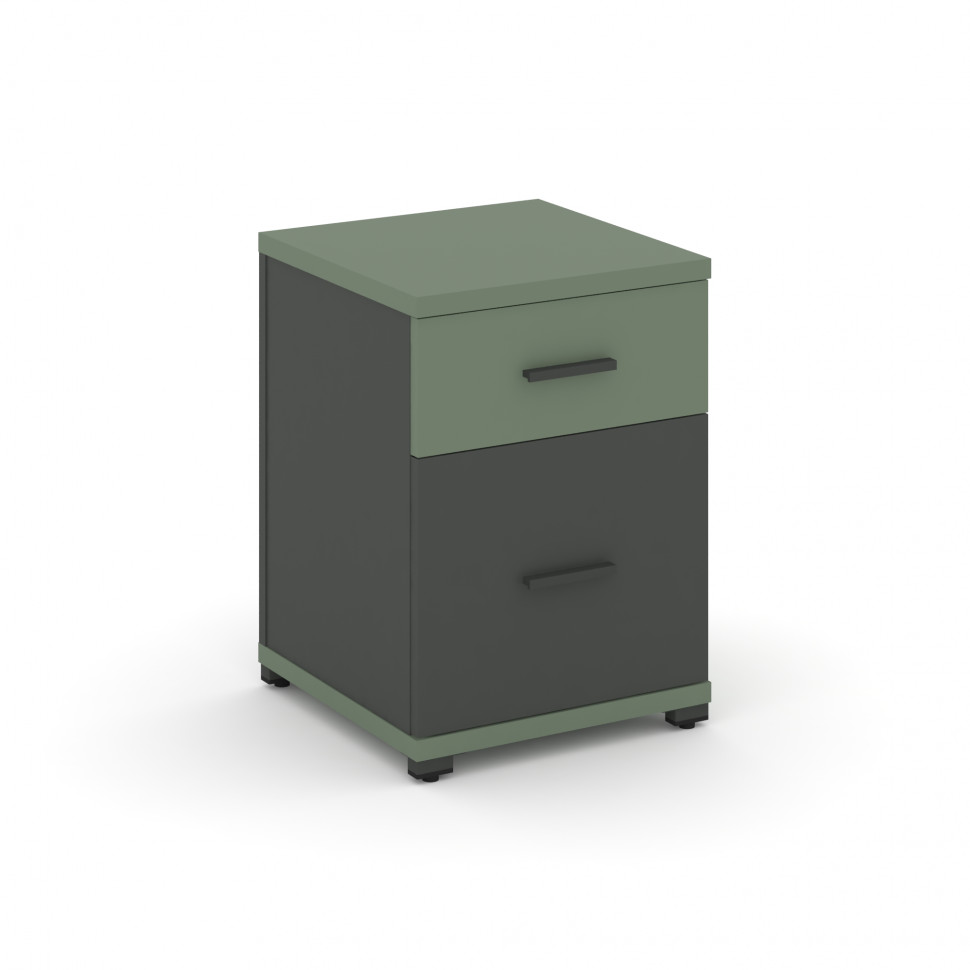 Concept Тумба опорная/приставная 1 ящ.+1 распаш. фасад CN.TUO-004 A Кобо/Антрацит/Металл Антрацит 42