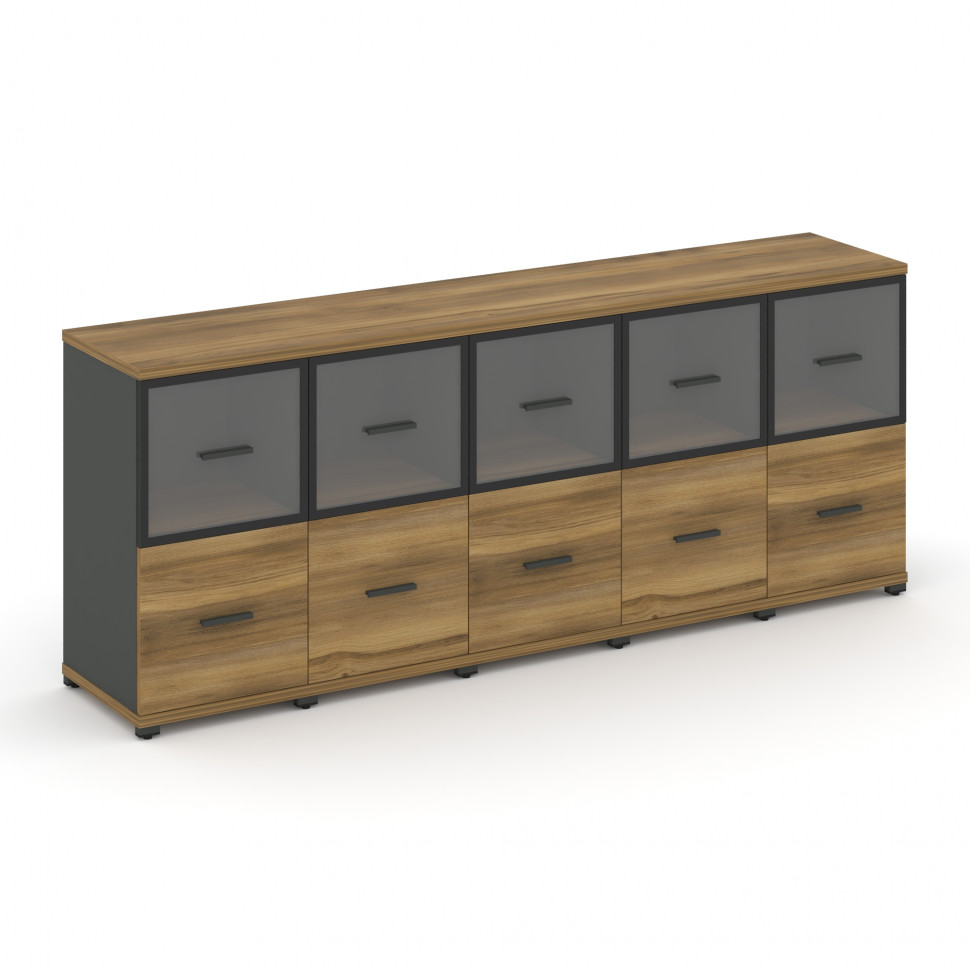 Concept Шкаф 5 узких секций, 2 ниши CN.STU-252 RPB A Сандал Янтарный/Антрацит/Металл Антрацит/Прозра