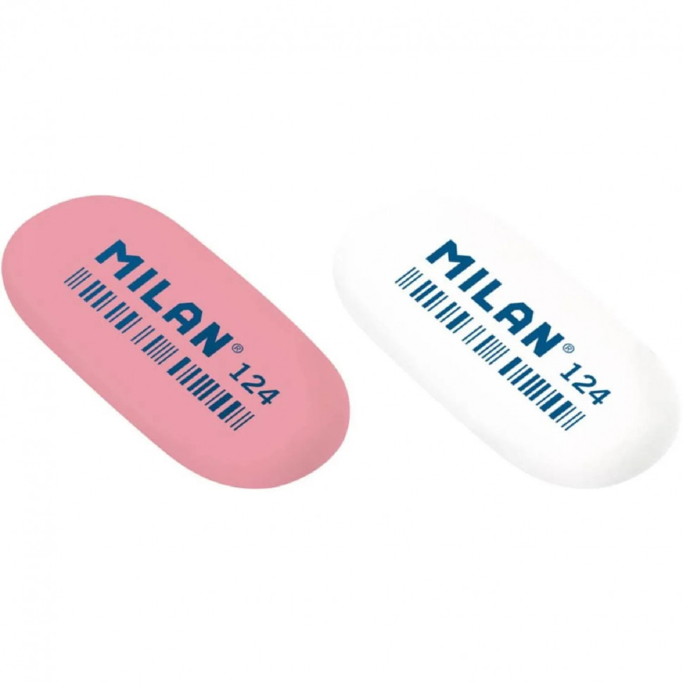 Ластик каучуковый Milan 124 овальный для стирания графита, цв. в ассорт