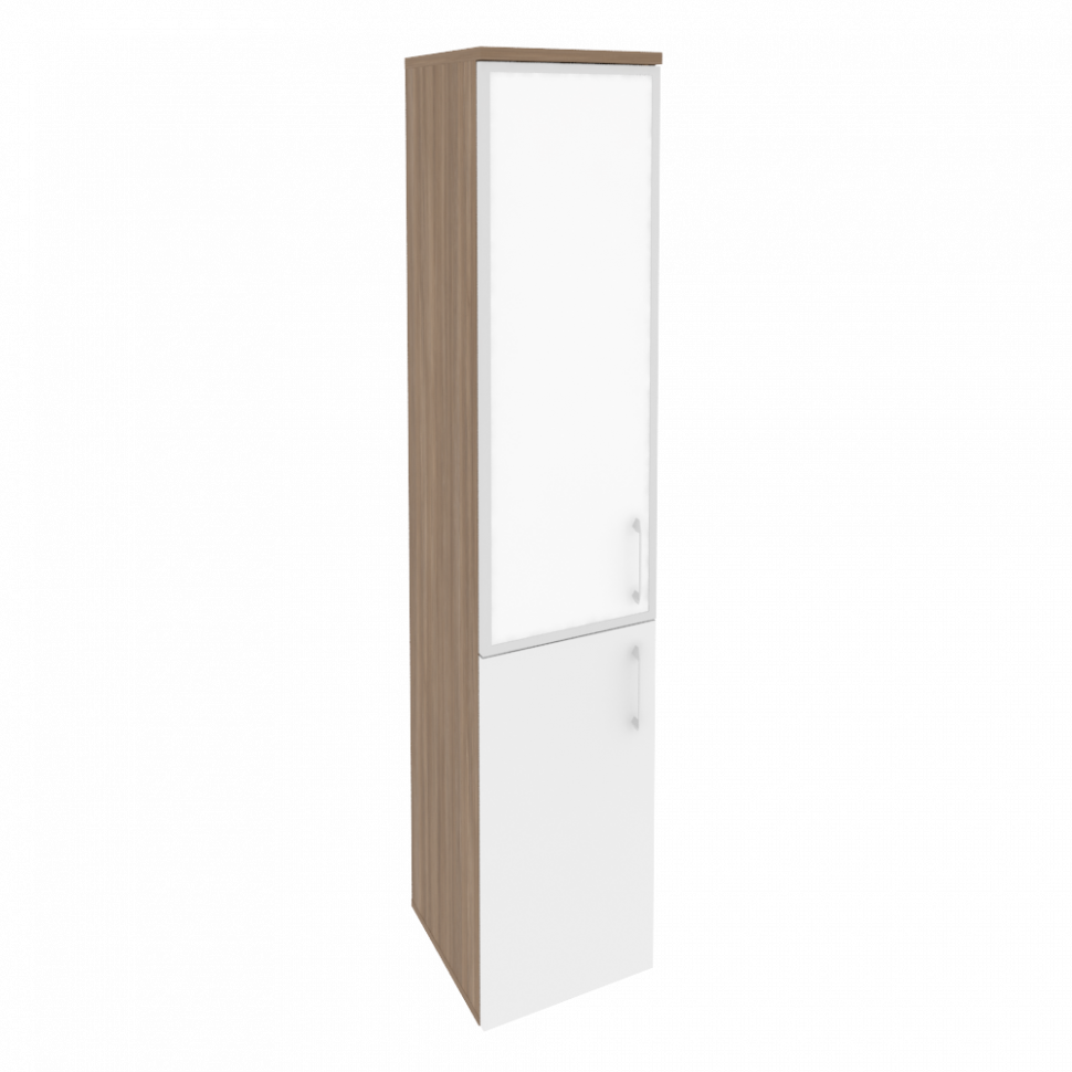 Onix Шкаф высокий узкий левый O.SU-1.2 R (L) white Дуб Аризона/Белый Бриллиант/Стекло White 400*420*