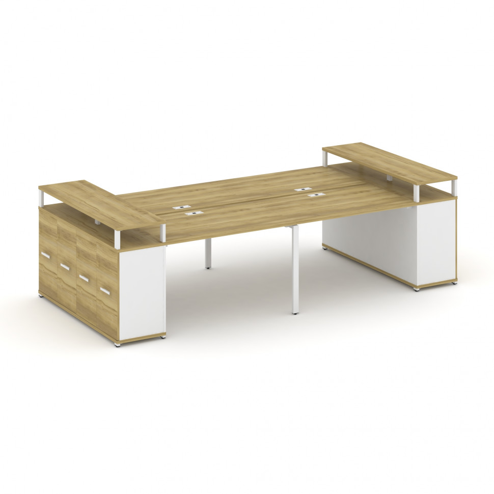 Concept Рабочая станция с опорными распаш. шкафами с верх. горизонтами  CN.DRS-266 W Дуб Винченцо/Бе