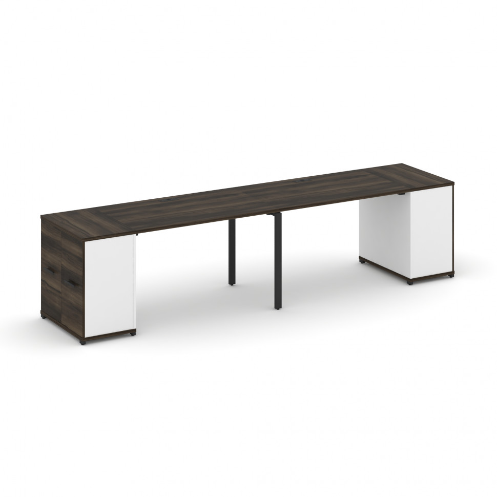 Concept Рабочая станция с опорными распаш. шкафами CN.ORS-218 B Дуб Мали/Белый Бриллиант/Металл Черн Concept Рабочая станция с опорными распаш. шкафами CN.ORS-218 B Дуб Мали/Белый Бриллиант/Металл Черн