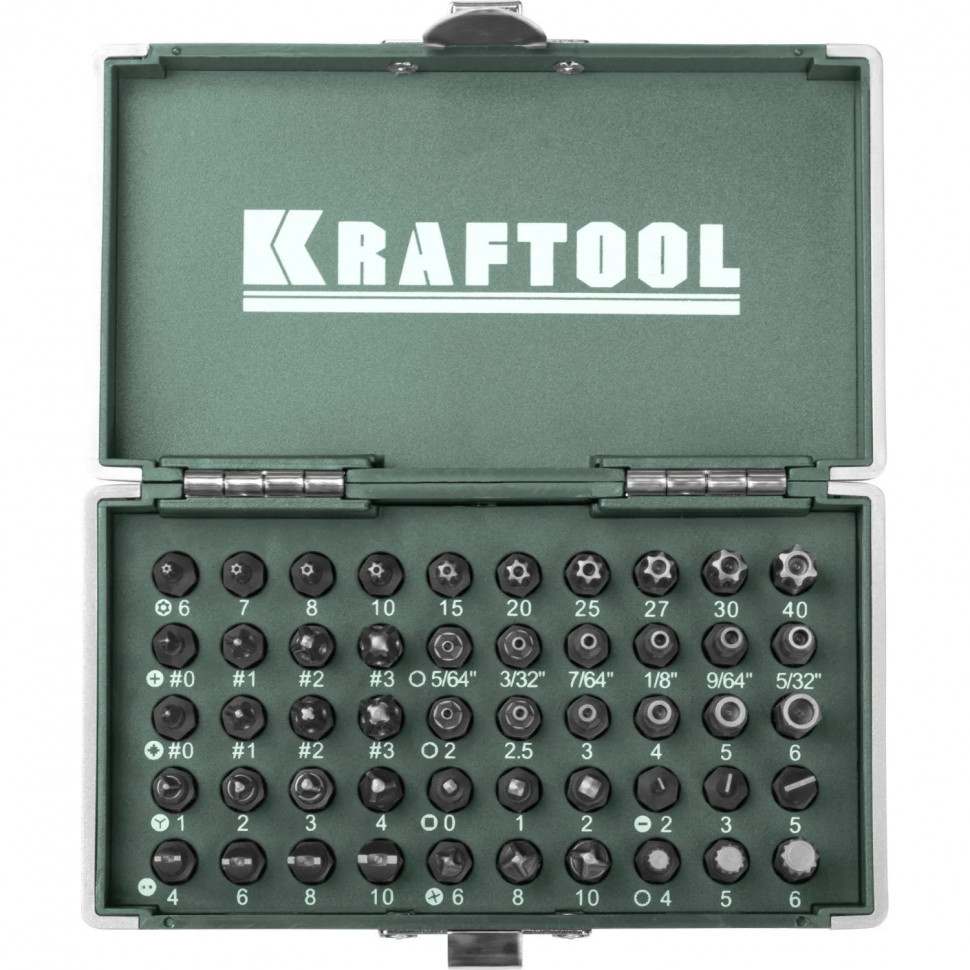 Набор бит KRAFTOOL X-Drive кованых, Cr-Mo, 50 предм, в боксе (26065-H50)