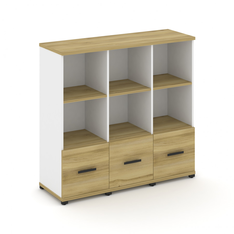 Concept Шкаф 3 узкие секции, 3 ниши CN.STU-331 B Дуб Винченцо/Белый Бриллиант/Металл Черный 1252*420