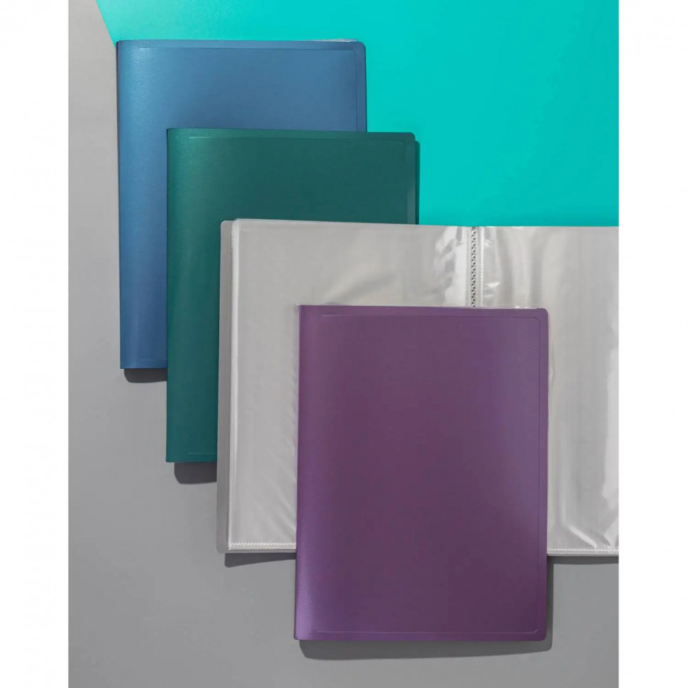 Папка файловая 40 файлов Attache Metallics А4, 800мкм, этикетка, зеленый