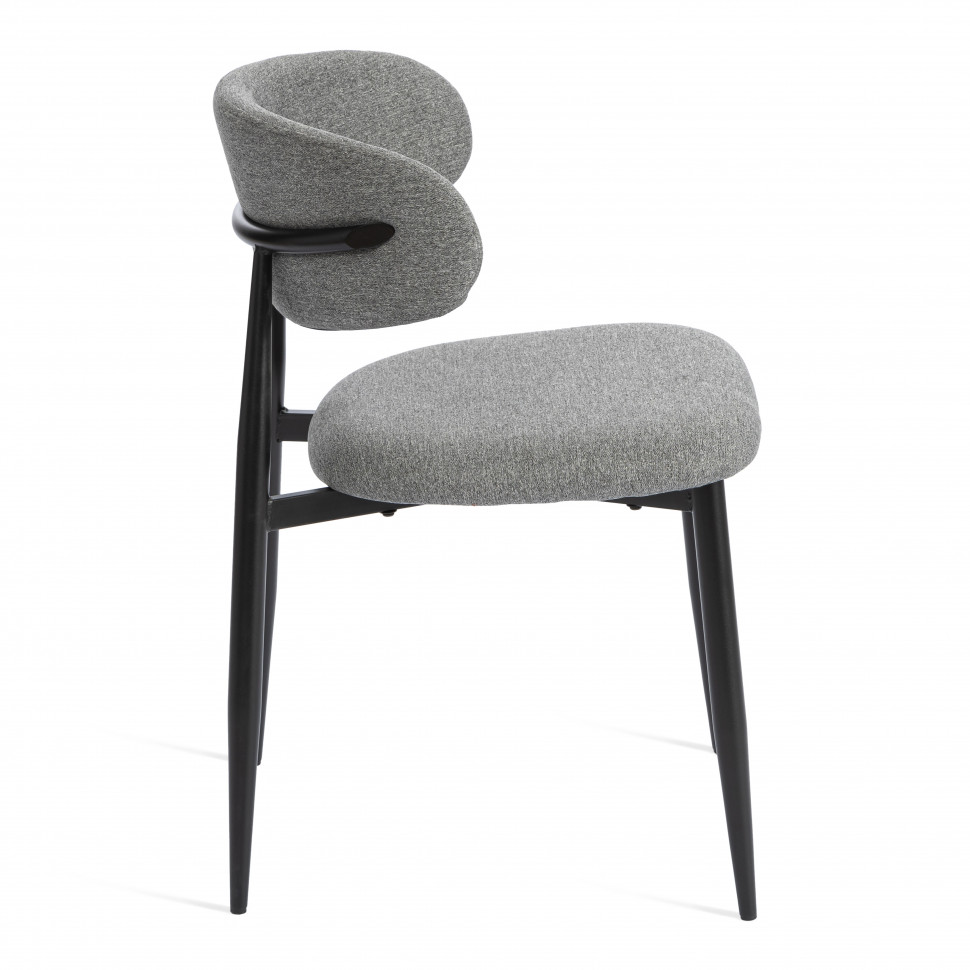 Стул обеденный Belsay/Белси велюр/металл, светло-серый/черный, 46х53х79см